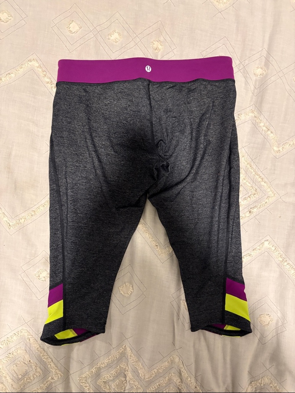 Girls' Active Capri Leggings with Purple Waistband